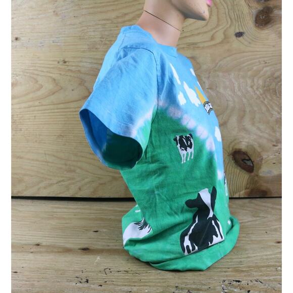 Ben and Jerrys T Shirt Small Cows Logo Liquid Blue Double Sided Vintage USA - Picture 3 of 13